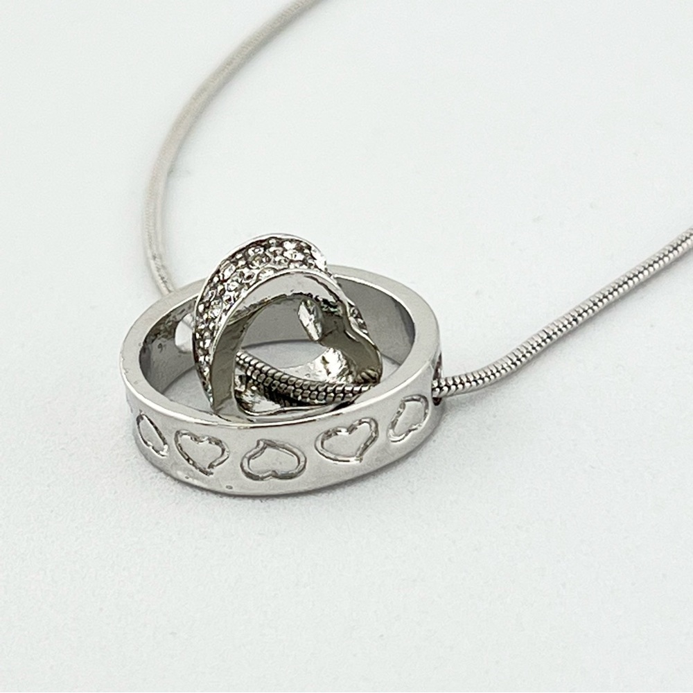 Swarovski Crystal Heart in Circle Silver Necklace - Picture 8 of 12